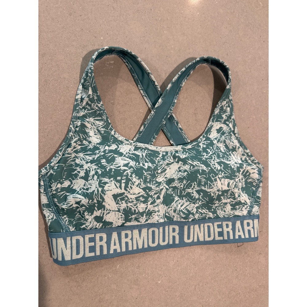 Under Armour Sports Bra Womens Crossback‎ Medium Impact Teal White